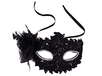 AshopZ Venetian Eye Mask Fancy Dress Accessory w/ Feather Flower Lace