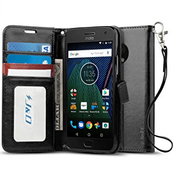 Moto G5 Plus Case, J&D [Wallet Stand] [Slim Fit] Heavy Duty Protective Shock Resistant Flip Cover Wallet Case for Motorola Moto G5 Plus - Black