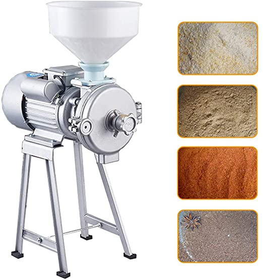 Ethedeal Electric Grain Mill Grinder, 110V 2200W Commercial Grinder Dry & Wet Grain Soybean Grinder Rice Corn Sesame Mung Bean Milling Machine   Funnel