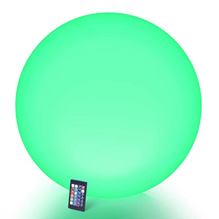 LOFTEK LED Light Up Ball : 24-inch RGB Color Changing Glow Ball with Remote Control, Cordless Floating Decor Orb, UL Listed Adapter, IP65 Protection Grade and Rechargeable Battery
