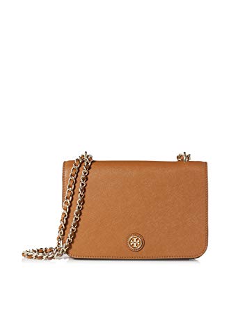 Tory Burch Robinson Adjustable Shoulder Bag in Tigers Eye Saffiano Leather