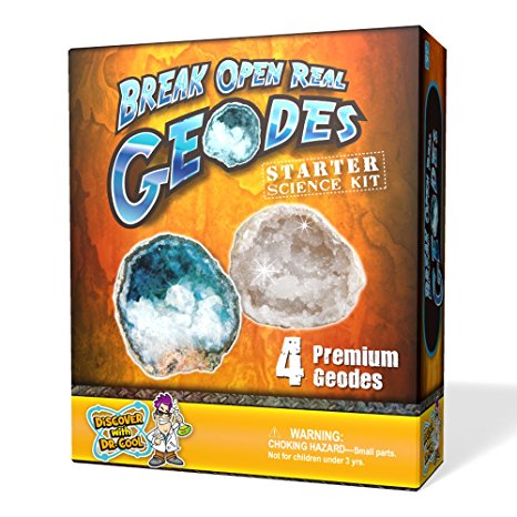 Geode Starter Rock Science Kit – Crack Open 4 Amazing Rocks and Find Crystals!