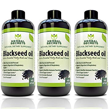 Herbal Secrets Black Seed Oil Natural Dietary Supplement - Cold Pressed Black Cumin Seed Oil from 100% Genuine Nigella Sativa - 16 oz Bottle