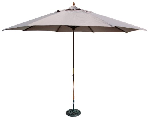 TropiShade 11-Foot  Wood and Poly Market Umbrella, Taupe