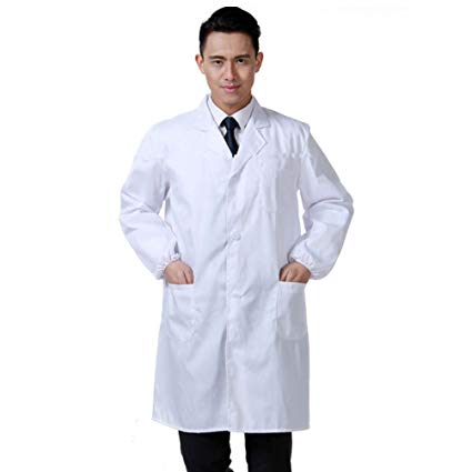 Women's Men's 41 Inch White Lab Coats Laboratory Doctor Workwear - Unisex Lab Coat Scrubs Adult Uniform with 3 Button Closure