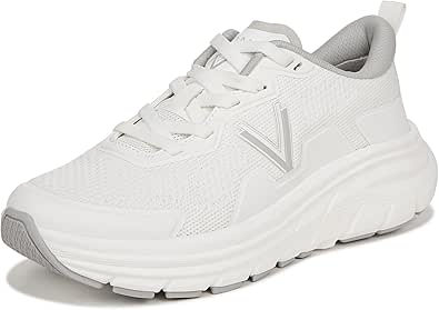 Vionic Women's Walker Walk Max Lace Up– Supportive Deep Cushioning Enhanced Performance Walking Sneaker White Fabric 9.5 Wide