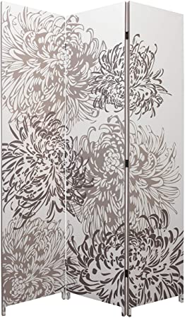 kieragrace Bota Triple Panel Room Divider - White, 47" by 71", Chrysanthemum
