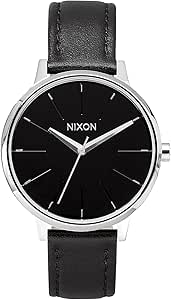 Nixon Kensington Leather Black Casual Designer Women’s Watch (37mm. Black & Silver Face/Black Leather Band)