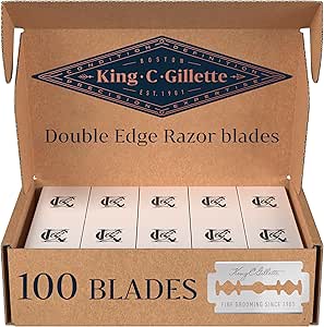 King C. Gillette Double-Edge Safety Razor blades for better control, 100 count, with anti-friction coating