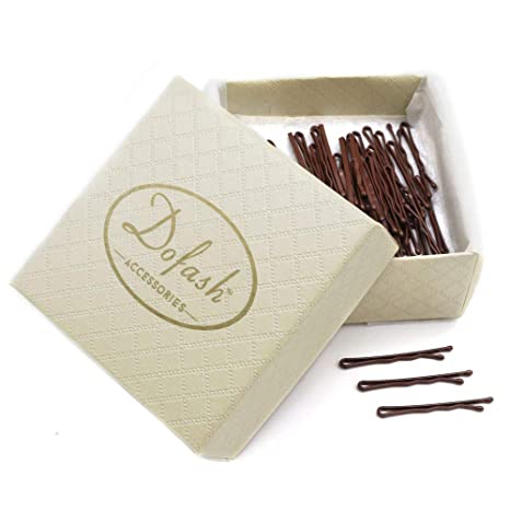 Dofash 100Pcs 3.5CM/1.38IN Professional Mini Bobby Pins Brown Tiny Hair Pins Long Bobby Pins with Gift Box for Women Girls Fine Hair (Brown)