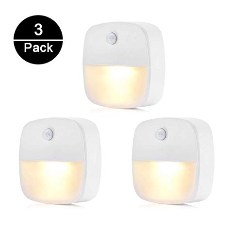Stick-On Night Light, Opamoo Motion Sensor Night Light Battery-Powered Automatic LED Light, Closet Light, Wall Light for Bedroom, Bathroom, Kitchen, Hallway, Stairs, Energy Efficient, Compact(3 Pack)