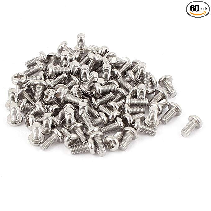Uxcell a15070200ux0064 M3 x 6mm 304 Stainless Steel Phillips Pan Head Screws Bolt (Pack of 60)