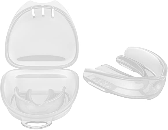 MoKo Mouthguard with Vented Case, Sports Safety Gear Strapless Mouth Guard for Youth/Adults, BPA Free, Custom Fit Protection for All Contact Sports, 2 Pack in 2 Sizes