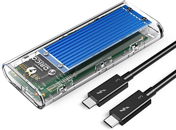 ORICO Transparent Thunderbolt 3 NVMe 2280 M.2 SSD Enclosure(0 GB),Tool-Free Intel Official Certification 40Gbps Ultra High Speed M.2 SSD Case, Only for 2280 M.2 NVME SSD Up to 2TB (Blue)