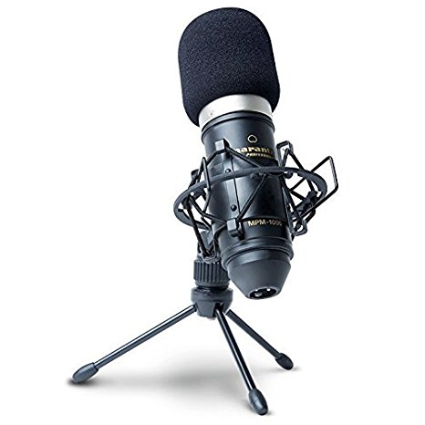 Marantz Professional MPM1000 Large Diaphragm Condenser Microphone with Windscreen, Shockmount, Tripod Stand and XLR Cable for Podcasts, Vloggers, Vocals and Instruments