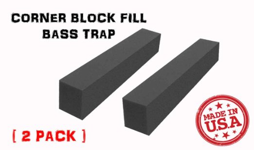 [2 PACK] 3 x 24 inches High Quality CORNER BLOCK FILL Acoustic Foam Bass Trap Soundproofing & Sound Absorption Foam for 2-inch Wedges, by MYBECCA