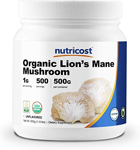 Nutricost Organic Lion's Mane Mushroom Powder 500 Grams - Certified USDA Organic