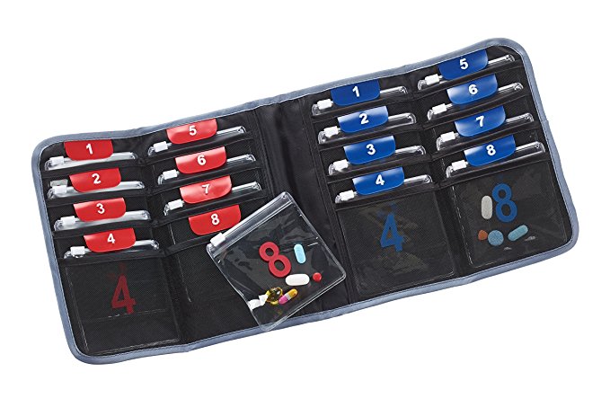 Lewis N. Clark AM/PM Folding Pill Organizer With 16 Slide-Locking Pouches