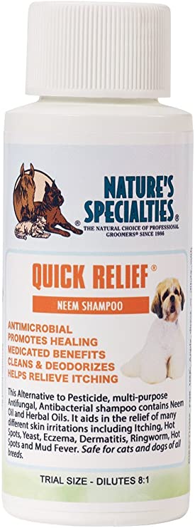 Nature's Specialties Quick Relief Neem Shampoo for Dogs Cats, Non-Toxic Biodegradable