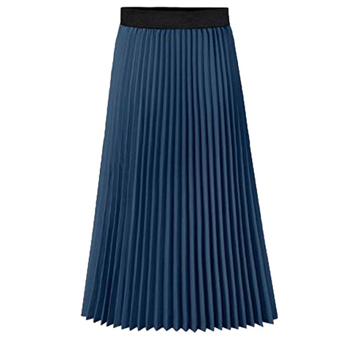 Howriis Women's Summer Chiffon Pleated A-line Midi Skirt Dress