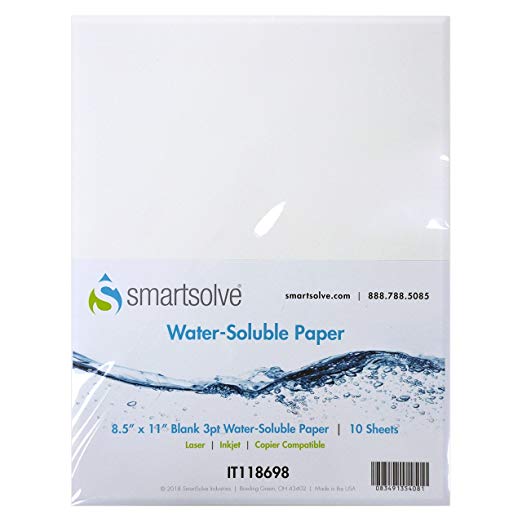 SmartSolve Water-Soluble Dissolving Paper, 8.5" x 11", White (Pack of 10)