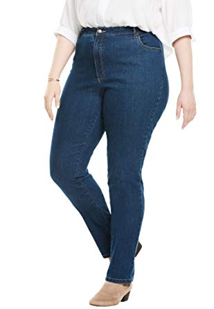 Woman Within Women's Plus Size Straight Leg Stretch Jean