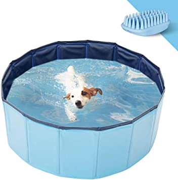 Love's cabin Foldable Dog Swimming Pool, Backyard Plastic Pet Pool, Outdoor Baby Bath Tub, Kiddie Pool for Dogs Cats and Kids