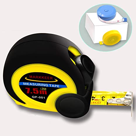 Tape Measure 25 Ft Thumb Lock Slider & Retractable Sturdy Heavy Duty Measuring Tape   2 Pack Tape Measures for Body Tailor Cloth (60"), MARKKEER