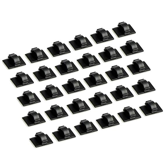 Neoteck Cable Clips 30Pcs Self-adhesive Cable Ties Black Car Wire Tie Rectangle Cable Holder Wire Clip Cable Tidy Quickly Tie-19x14mm