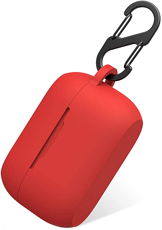 Aotao Silicone Case for Jabra Elite 75t & Jabra Elite Active 75t, Soft and Flexible, Scratch/Shock Resistant Cover with Carabiner for Jabra 75t Earbuds (Elite 75t, Red)