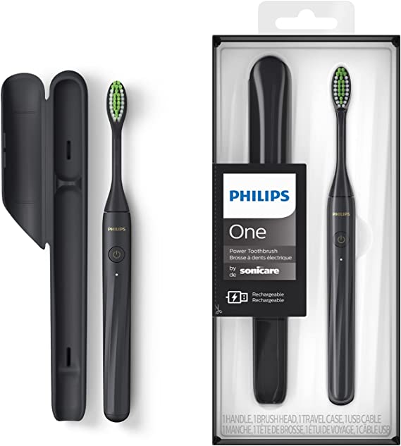 Philips One Rechargeable Toothbrush - Electric Toothbrush in Shadow Black (Model HY1200/06)