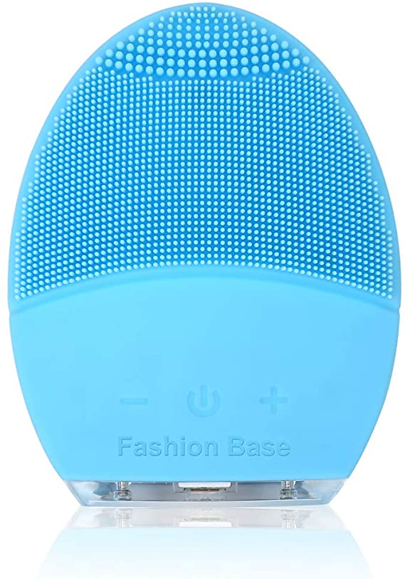 Facial Cleansing Brush and Face Massager Silicone Ultrasonic Vibrating Facial Brush, Waterproof, Rechargeable and Sonic Electric Face Cleansing Exfoliator for Anti-Aging (Blue)