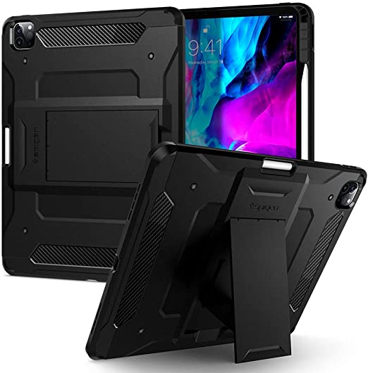 Spigen Tough Armor Pro Designed for iPad Pro 12.9 Case 2020 & 2018 - Black