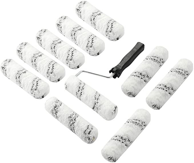 Paint Roller 6 Inch 3/8 in Roller Naps,High-Density Microfiber Mini Roller with Frame,11 Piece Small Paint Roller Tool Kit for Oil and Water Based Paints, House Painting Supplies & DIY Craft Use