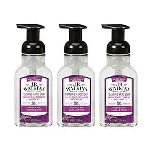 J.R. Watkins Foaming Hand Soap with Pump Dispenser, Moisturizing Foam Hand Wash, All Natural, Alcohol-Free, Cruelty-Free, USA Made, Vanilla Fig, 9 fl oz, 3 Pack