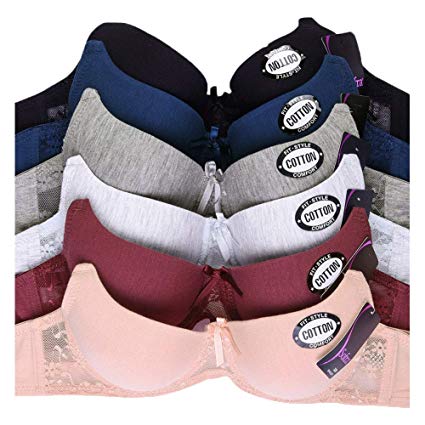 Women's Basic Plain Bras (Packs of 6) - Various Styles