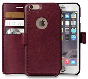 iPhone 6, 6s Wallet Case | Durable and Slim | Lightweight with Classic Design & Ultra-Strong Magnetic Closure | Faux Leather (Burgundy)