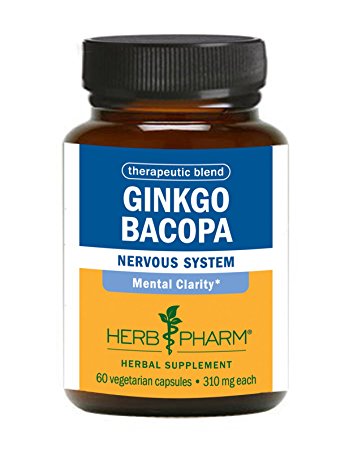 Herb Pharm Ginkgo-Bacopa Herbal Blend for Memory & Concentration - 60 Vegetarian Capsules