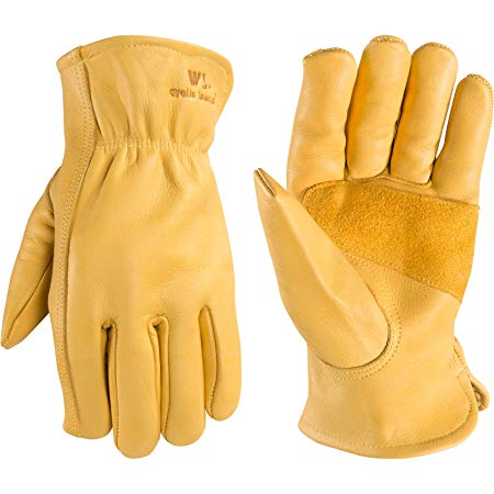 Men's Reinforced Leather Work Gloves with Palm Patch (Wells Lamont 1129M)