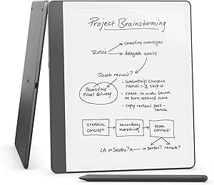 New Amazon Kindle Scribe (64GB) - Redesigned display with uniform borders. Now write directly on books and documents. With built-in notebook summarization. Includes Premium Pen - Tungsten