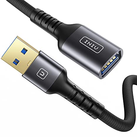 USB 3.0 Extension Cable, INIU 10ft 5Gbps Type A Male to Female Extension Cord, 3A Nylon Braided Phone Data Transfer Cable for Laptop Desktop Printer Camera Flash Drive Hard Drive Gamepad Samsung etc.