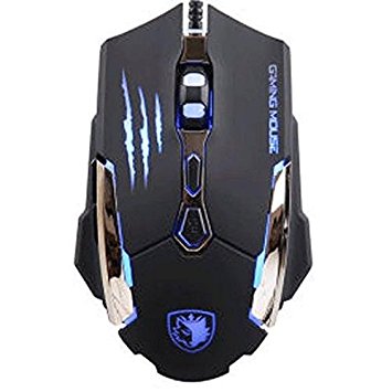 [2016 Newest Gaming Mouse]SADES Q6 USB 7 Buttons Gaming Mice for Pc/Mac,3500 DPI ,4 Optical LED Colors,Metal bottom(Black)