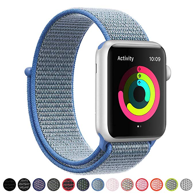 SYRE Sport Band Compatible Apple Watch 38mm 42mm, Soft Lightweight Breathable Nylon Sport Loop Replacement Strap, Compatible iWatch Apple Watch Series 3, Series 2, Series 1