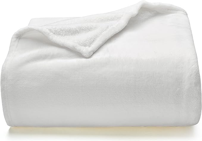 CozyLux Fleece Blanket King White 108" x 90" - 300GSM Super Soft Lightweight Microfiber Flannel Blankets for Travel Camping Chair and Sofa, Cozy Luxury Plush Fuzzy Bed Blankets