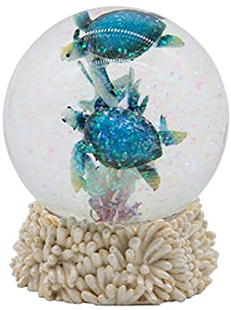 Sea Turtle Snow Globe Ocean Life Beach Themed Gift Decor Figurine, 4.5x3.5 inches
