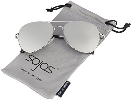 SojoS Classic Aviator Metal Frame Mirror Lens Sunglasses with Spring Hinges SJ1030