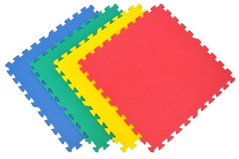 Non-Toxic 24" X 24" X~9/16" Extra Thick Baby Non-Recycled Quality Rainbow Waterproof Playmats (Set of 4)