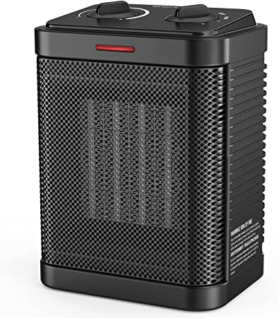 Space Heater, Small Space Heater for Indoor Use, 1500W/900W PTC Ceramic Space Heater with Thermostat, 3 Modes, Safety Quiet Heating, Multiple Protection, Portable Heater for Office Room Desk Use