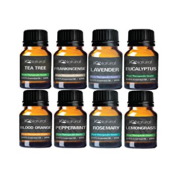 TOP 8 Essential oil Aromatherapy set 100% Pure Undiluted Therapeutic Grade (Lavender, Frankincense, Tea Tree, eucalyptus, Blood Orange, Peppermint, Lemongrass, Rosemary)