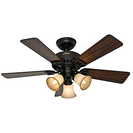Hunter 53082 The Beacon Hill 42-Inch Ceiling Fan with Five Walnut/Cherry Blades and Light Kit, New Bronze